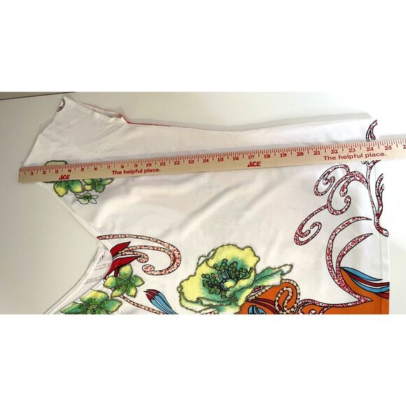 Alberto Makali Size XL Top T Shirt Double V Neck Embellished Beaded Art To Wear - Picture 7 of 7